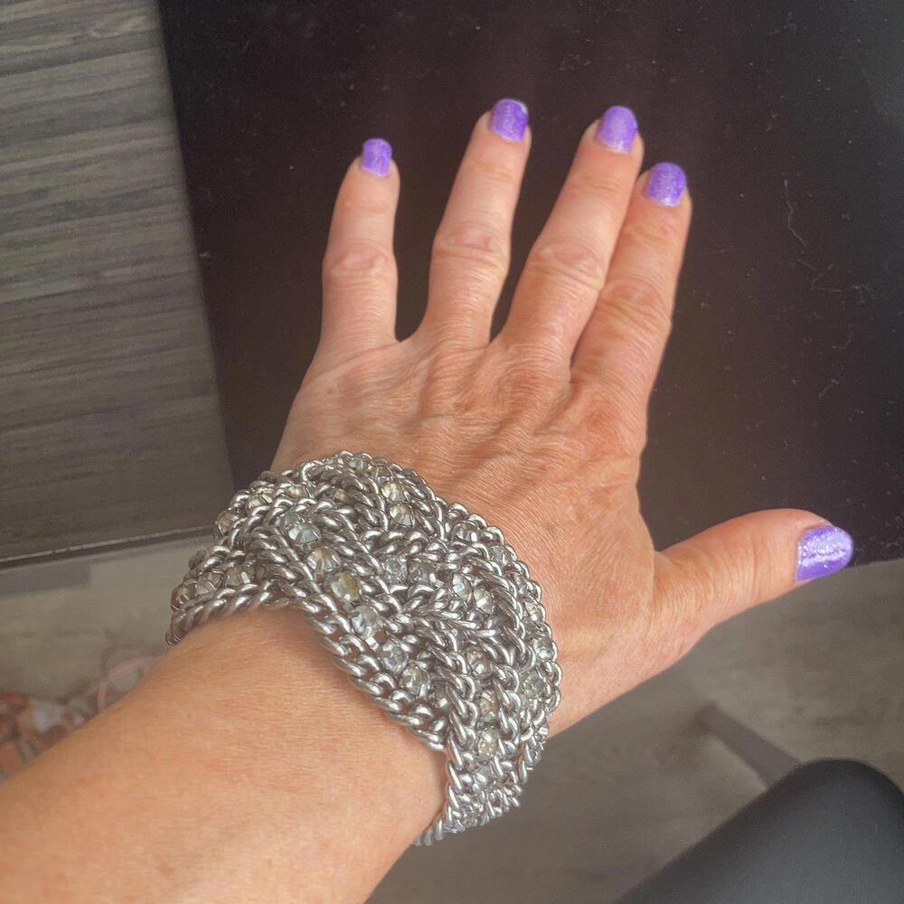 Chunky Rhinestone braded bracelet - Picture 2 of 8